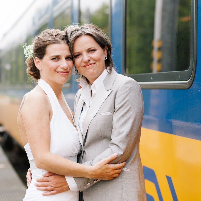 Broekpak bruid op maat gemaakt