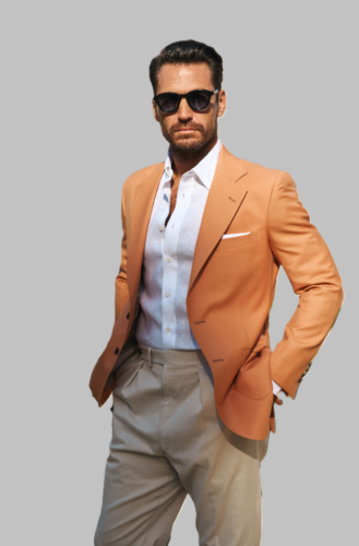 Colbert-oranje-en-pantalon-gemaakt-van-H-S-stoffen