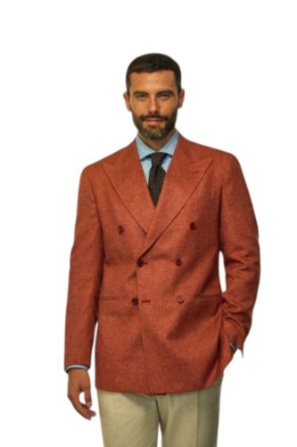 Double-breasted-oversized-colbert-bruin-oranje