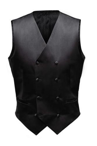 Gilet op maat gemaakt van zwarte zijde met dubbele sluiting