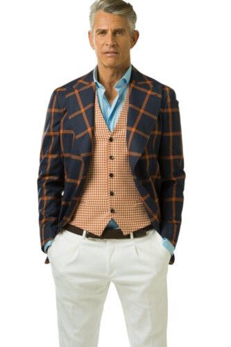 Italiaans-pak-op-maat-oranje-ruit 