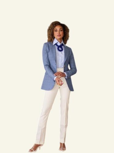 Dames maatpak blauw colbert 