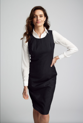 Zakelijke-jurk-knielengte-zwart
