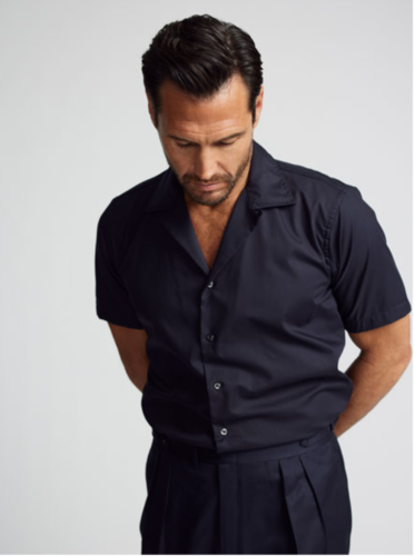 blouse-man-zwart-op-maat-korte-mouw